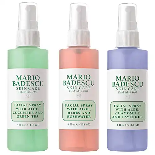Mario Badescu Spritz Mist and Glow Facial Spray Trio Collection with Cucumber, Rose Water Lavender, Multi-Purpose Cooling Hydrating Face for All Skin Types, 4 Fl Oz (Pack of 3)