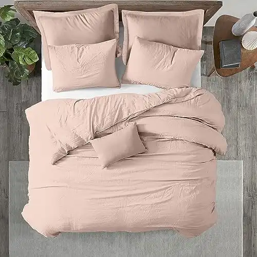 Kotton Culture Twin Duvet Cover 100% Egyptian Cotton with Zipper & Corner Ties Breathable All Season 600 Thread Count Soft Sateen Weave Comforter Cover (Twin/Twin XL, Blush)