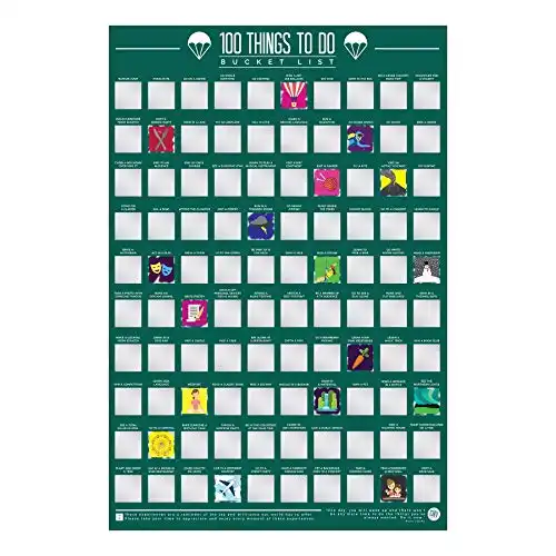 Gift Republic 100 Things to Do Bucket List Scratch Poster, Green, GR630006 for Playroom
