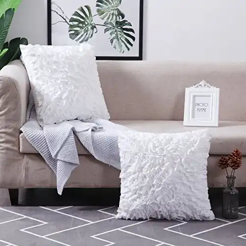 MoMA Decorative Throw Pillow Covers (Set of 2) - Pillow Cover Sham Cushion Cover - White Throw Pillow Cover - Decorative Sofa Throw Pillow Cover - Square Decorative Pillowcase - White - 18" x 18&...