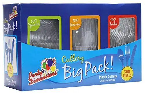 Party Dimensions Plastic 300 Count Cutlery Combo Box, Clear, Combo Box, Clear 300 Count