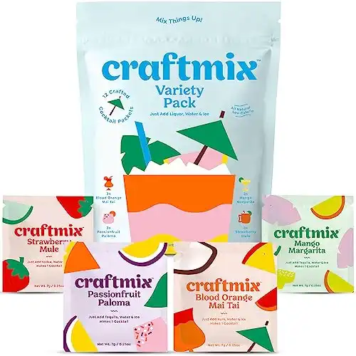 Craftmix Variety Pack, Makes 12 Drinks, Skinny Cocktail Mixers, Mocktails Non-Alcoholic Drinks – Made With Real Fruit – Vegan Low-Carb, Low-Sugar, Non-GMO, Dairy Free, Gluten Free, Easy to...