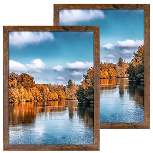 DBWIN 18x24 Picture Frame Rustic Brown Wood Pattern Poster Frame Plexiglass Front 2 Pack for Art Prints Murals Wall Decor Vertically or Horizontally(LY01-18X24-BR2)