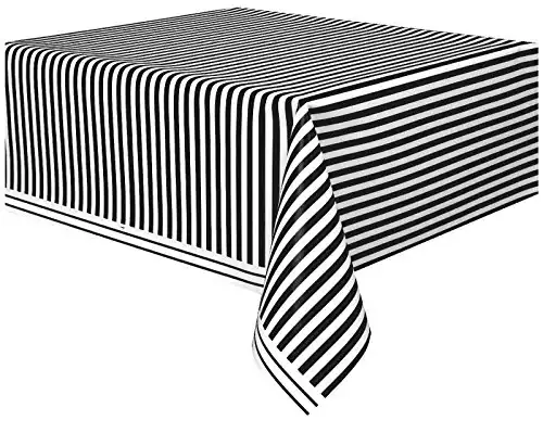 Unique Stripes Rectangular Plastic Table Cover, 54" x 108", Midnight Black
