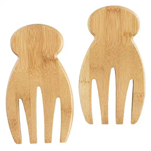 Totally Bamboo Salad Hands, Set of 2 Bamboo Wood Salad Servers, Great for Tossing and Serving Salad, Pasta and More