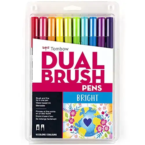 TOM56185 - Tombow Dual Brush Art Pen 10-piece Set - Bright Colors