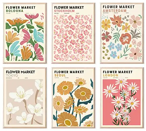 Flower Market Posters, Minimalist Flower Market Wall Art Prints, Danish Pastel Room Decor Aesthetic, Vintage Matisse Posters & Flower Pictures Wall Decor,Gallery,Unframed 8″x10″