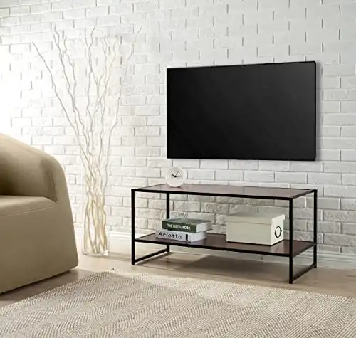 ZINUS TV Stand with Shelf, 40 Inch, Red mahogany wood grain