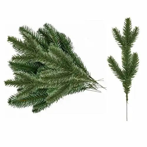 alfyng 40 PCS Artificial Pine Needles Branches Garland, 11 inch Fake Plants Pine Leaves Needle for DIY Garland Wreath Christmas Thanksgiving Wedding and Home Garden Decoration
