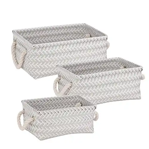 Honey-Can-Do STO-06686 Zig Zag Set of Nesting Baskets with Handles, Set of 3-Pack, Gray