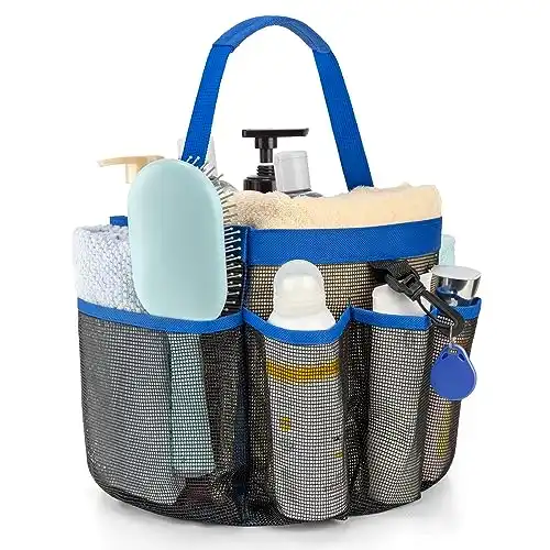 CDDLR Mesh Shower Caddy Portable for College Dorm Room Essentials,Shower Caddy Dorm with 8-Pocket Large Capacity,Quick Dry Shower Caddy Bag for Bathroom, Beach,Gym