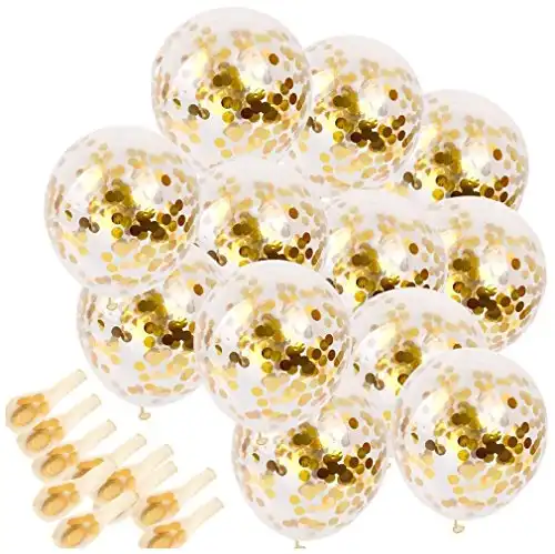 SINKSONS 20 Pieces Gold Confetti Balloons, 12 Inches Party Balloons With Golden Paper Confetti Dots For Party Decorations Wedding Decorations And Proposal (Gold)