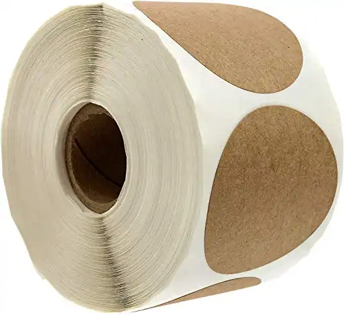2" Natural Brown Kraft Stickers / 500 Round Labels Roll/Permanent Adhesive Brown Kraft Labels/Made in The USA