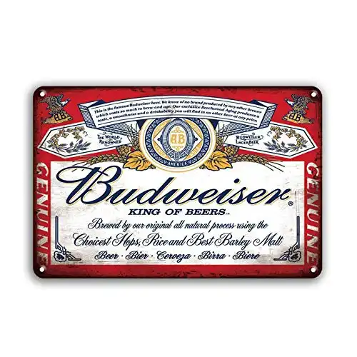 MeowPrint Budweisors Historc Label Beer Bar Pub Club Man Cave Vintage Tin Sign 12x8Inch (bw)