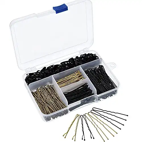 200 Pieces Bobby Pins U Hair Pins Hair Clips and 100 Pieces Rubber Hair Bands with Storage Box for Girls and Women (Style 1)