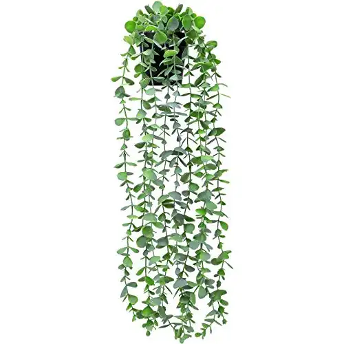 FUNARTY Artificial Hanging Plants, Fake Plant, Small Potted Plants Decor, Faux Plants Indoor Outdoor for Shelf Wall Decor