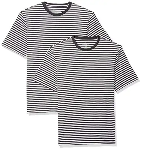 Amazon Essentials Men's Regular-Fit Short-Sleeve Stripe Crewneck T-Shirts, Black/White, XX-Large