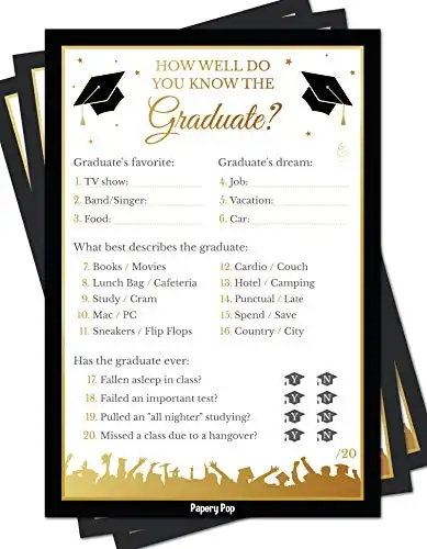 2022 How Well Do You Know the Graduate Game Cards (50 Pack) - Graduation Party Games Ideas Activities Supplies - Grad Celebration - High School or College
