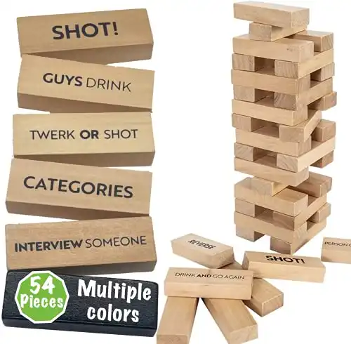 Buzzed Blocks Adult Drinking Game - 54 Blocks with Hilarious Drinking Commands and Games on 40 of Them | Perfect Pregame Party Starter | Entertaining Party Game for Adults | Novelty Funny Gifts