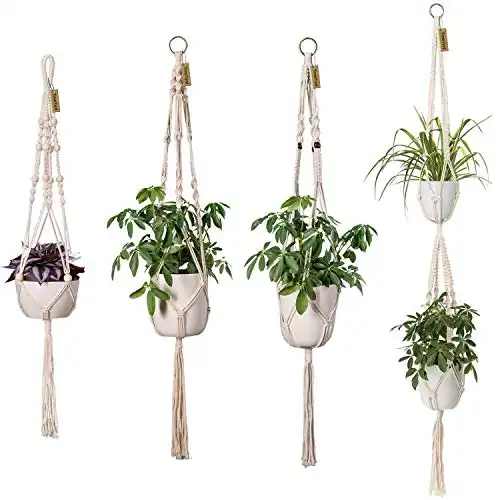 AMORNING Macrame Plant Hangers - 4 Pack, Hydroponic-Garden System