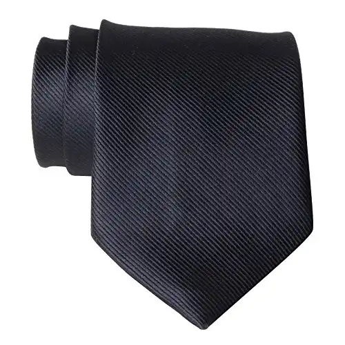 QBSM Mens Black Solid Color Neckties Formal Dress Suit Neck Tie Gifts for Men Valentine's Day Gifts