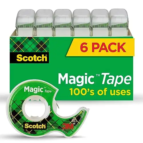 Scotch Magic Tape, Invisible, Home Office Supplies and Back to School Supplies for College and Classrooms, 6 Rolls with 6 Dispensers