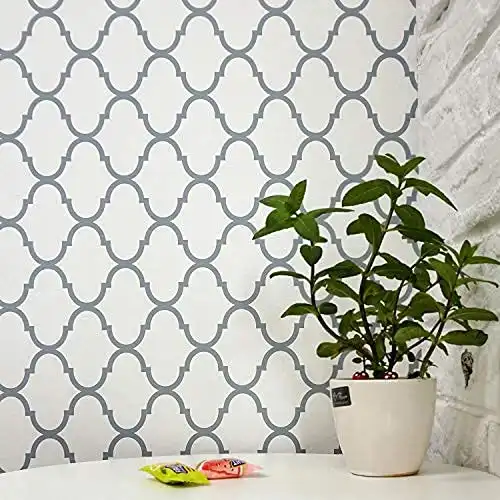 Peel and Stick Wallpaper White/Silver Trellis Removable Wallpaper Self Adhesive Modern Geometric Textured Contact Paper for Cabinets Bathroom Kitchen Wall Covering Vinyl 78.7inx15.7in Renter Friendly