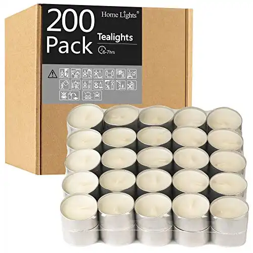 Unscented White Tealight Candles -200 Packs, 6 to 7 Hour Burn Time Smokeless Tea Light Candles, Mini Votive Paraffin Candles with Cotton Wicks for Shabbat, Weddings, Christmas, Home Decor