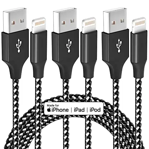 Bkayp iPhone Charger Cable, MFi Certified 3Pack 10FT iPhone Charger Cable Nylon USB Fast Charging Cable with Compatible iPhone 12/Max/11Pro/11/XS/Max/XR/X/8/8P/7 and More