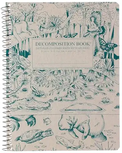 Decomposition Everglades College Ruled Spiral Notebook - 9.75 x 7.5 Journal with 160 Lined Pages - 100% Recycled Paper - Notebooks for School Supplies, Home & Office - Made in USA