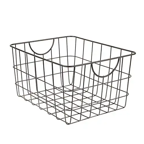Spectrum Utility Wire Basket (Industrial Gray) - Storage Bin & Décor for Bathroom, Closet, Pantry, Under Sink, Toy, Shelf, Kitchen, Garage, & Nursery Organization