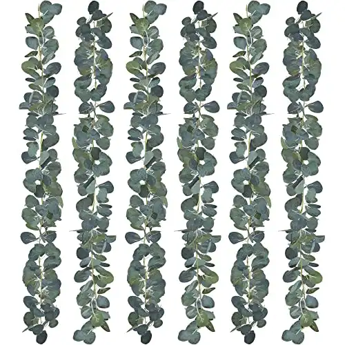 PARTY JOY 6Pcs Artificial Vines Faux Silk Eucalyptus Garland Greenery Wedding Backdrop Arch Wall Decor