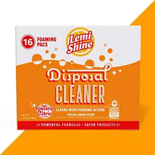 Lemi Shine Garbage Disposal Cleaner and Deodorizer Powered By Citric Acid | Foam Cleaner For Kitchen Garbage Disposal with a Natural, Fresh Lemon Scent (16 Count)