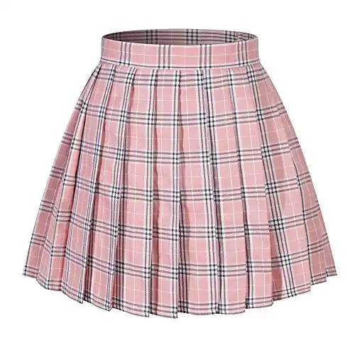 Beautifulfashionlife Girl's Japan School Costumes Short Skater Skirts (XS,Pink Mixed White)