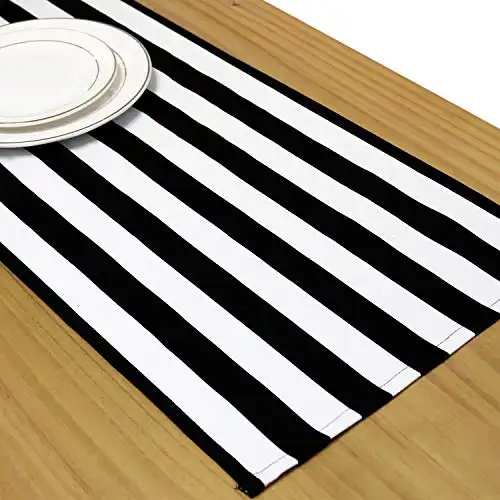 Letjolt Black and White Table Runner Birthday Party Halloween Table Decor Simple Table Runner Wedding Baby Shower Table Decoration Pirate Party, 12x48 Inches
