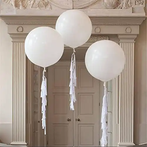 Giant Balloons 36-Inch White Balloons (Premium Helium Quality) Pkg/6, for Birthdays Wedding Photo Shoot and Festivals Christmas and Event Decorations
