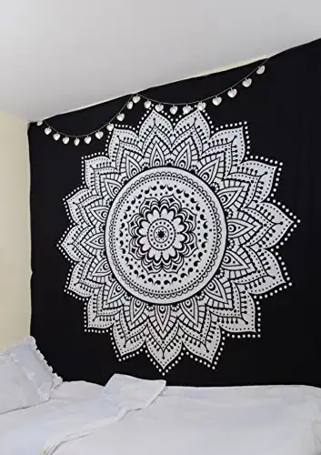 Mandala White & Black Wall Tapestry by Simply Chic by 2sweet4words