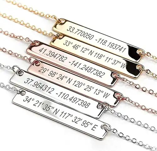 Custom Name Necklace Friendship Gifts for Women Friends Costomizable Necklace Gold Silver Rosegold Personalize Name Coordinate Initial Gift Mothers Day Birthday Gift Inspirational Jewelry for Mom - 4N