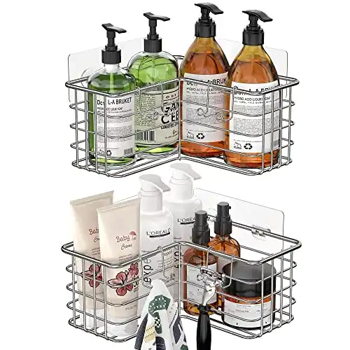 SMARTAKE Corner Shower Caddy Shower Shelf 2 Pack Adhesive Shower