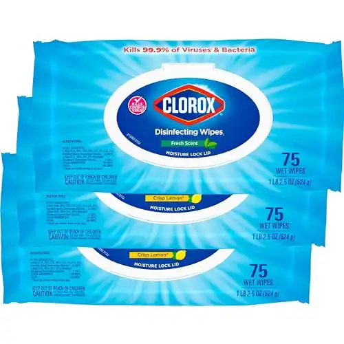 Clorox Disinfecting Wipes, Value Flex Pack, 75 Count Each, Pack of 3 (Package May Vary)