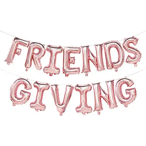 Friendsgiving Decorations Friendsgiving Balloon Banner | Thanksgiving Friends Party Decoration | Rose Gold, 16inch tall