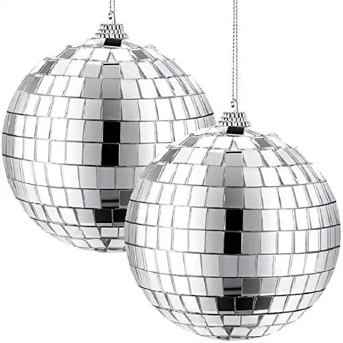 2 Pieces Mirror Disco Ball, 70's Disco Party Decoration, Hanging Ball for Party or DJ Light Effect, Home Decorations, Stage Props, Game Accessories(4.7 Inch)