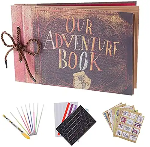RECUTMS Our Adventure Book Scrapbook Pixar Up Handmade DIY Family Photo Album Expandable 11.6x7.5 Inches 80 Pages with Storage Box DIY Accessories Kit