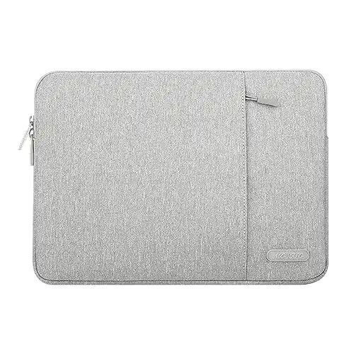 MOSISO Laptop Sleeve Bag Compatible with MacBook Air/Pro, 13-13.3 inch Notebook, Compatible with MacBook Pro 14 inch M3 M2 M1 Chip Pro Max 2023-2021, Polyester Vertical Case with Pocket, Gray