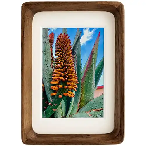 Natural Wood Photo Frames Inspired Tabletop Picture Frame with Mat, Vertical or Horizontal Display (Walnut, 4x6 matted to 3x5)
