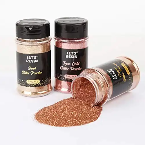 LET'S RESIN Metallic Fine Glitter Powder, 3 Colors Sequins Glitter, Gold Polyester Glitter Shakers for Resin, Slime, Tumblers, Painting Arts