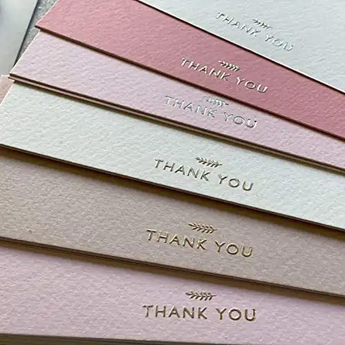 Run2Print (36 Pack) Thank You Cards With Envelopes & Stickers - Elegant Dusty Pink Emboss Gold Foil Pressed - Blank Notes Wedding, Bridal, Baby Shower, Business and Formal All Occasion Cards (Dust...