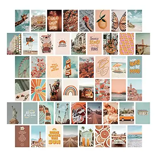 PROCIDA Wall Collage Kit for Teen Girls, Collage Kit for Wall Aesthetic, Photo Wall Collage Kit Aesthetic, Aesthetic Wall Decor Boho Pictures Posters 50 Set 4x6 inch