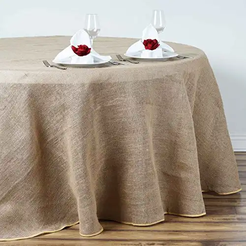 BalsaCircle 90-Inch Natural Brown Burlap Jute Rustic Round Tablecloth Country Chic Wedding Party Dining Room Home Table Linens