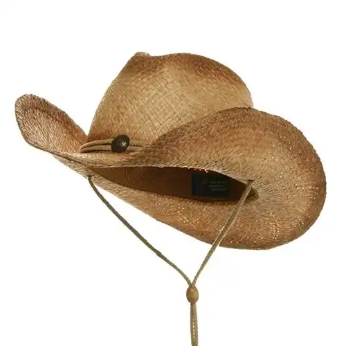 MG Tea Stain Raffia Straw Cowboy Hat (Natural), Natural Tea, Size One Size